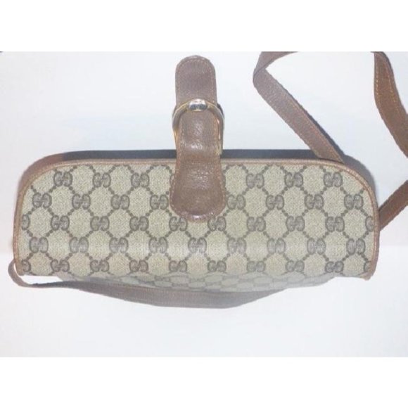 Gucci Vintage Brown Large G Logo Print Coated Canvas 2-Way Purse - Picture 12 of 12